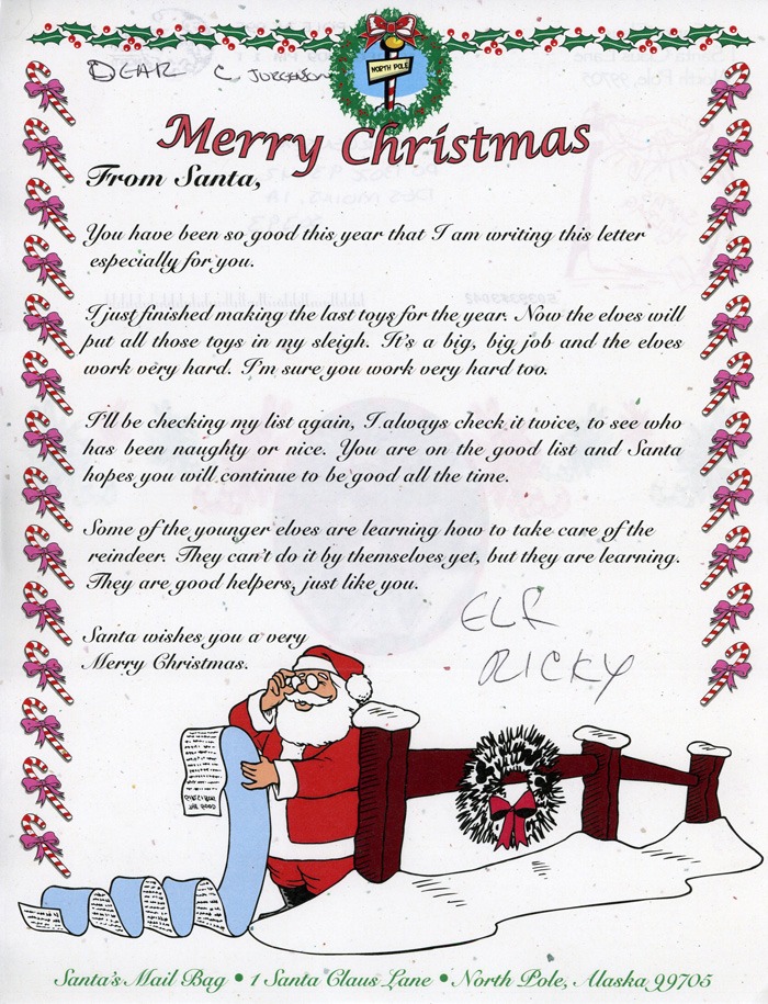 Santa Reply Letter Printable