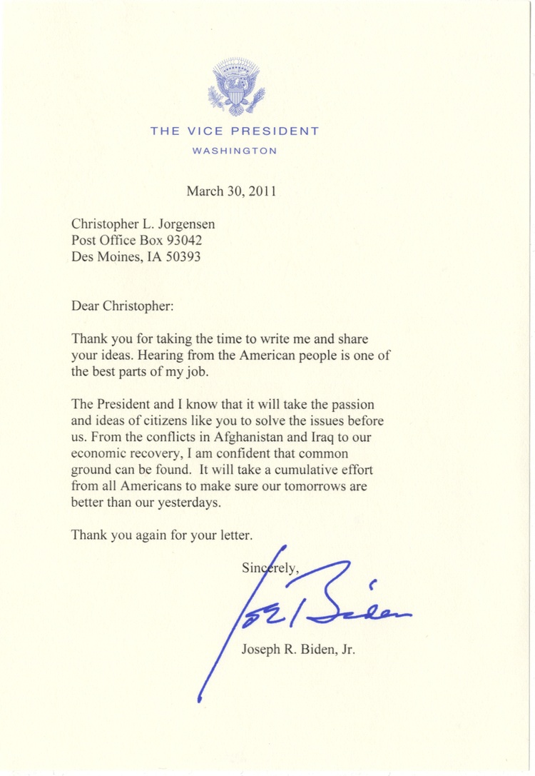 how write you letter thank a u do Letters: Jackass President Vice Dear Biden