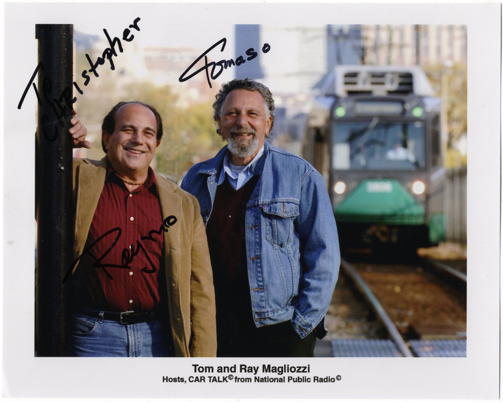 Autographed photo from Ray and Tom Magliozzi to Christopher
